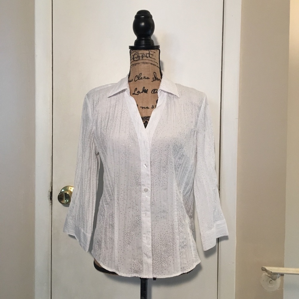 Style & Co. Petite White Button Down Top
